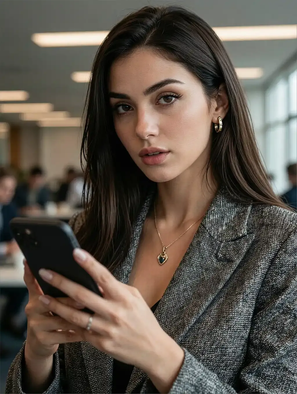 Fictional AI character featured on the first landing page, in a lamplit room